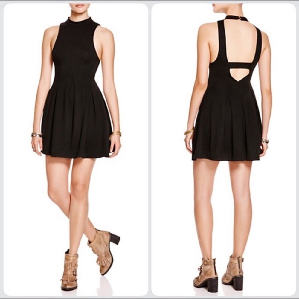 FREE PEOPLE | Cha Cha Black Fit & Flare Layla Skater Dress Women’s Size X-Small